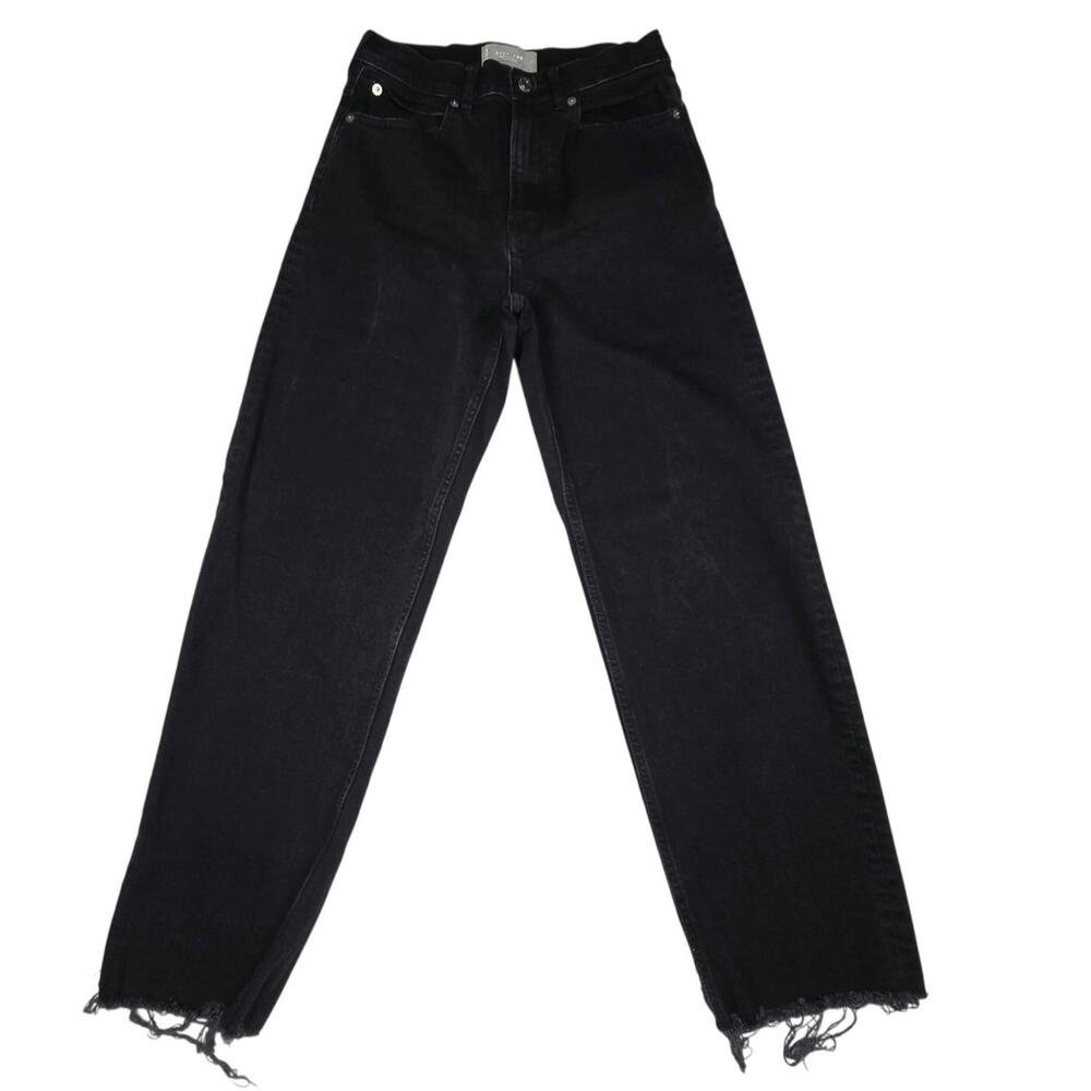 Everlane The Way High Jean Women Size 25 (26x27) Organic Cotton Black Frayed Hem